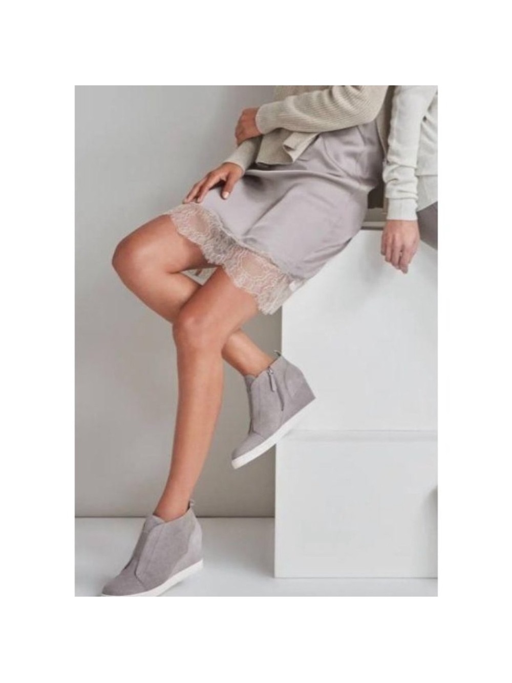 Linea Paolo Felicia Gray Perforated Wedge Sneakers